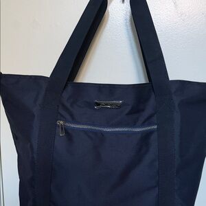 Deep Navy Canvas Everyday Tote with Front Zip Pocket